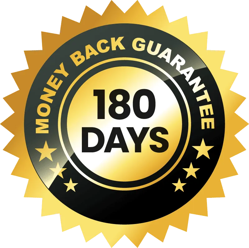 180-day money-back guarantee seal for Joint Genesis